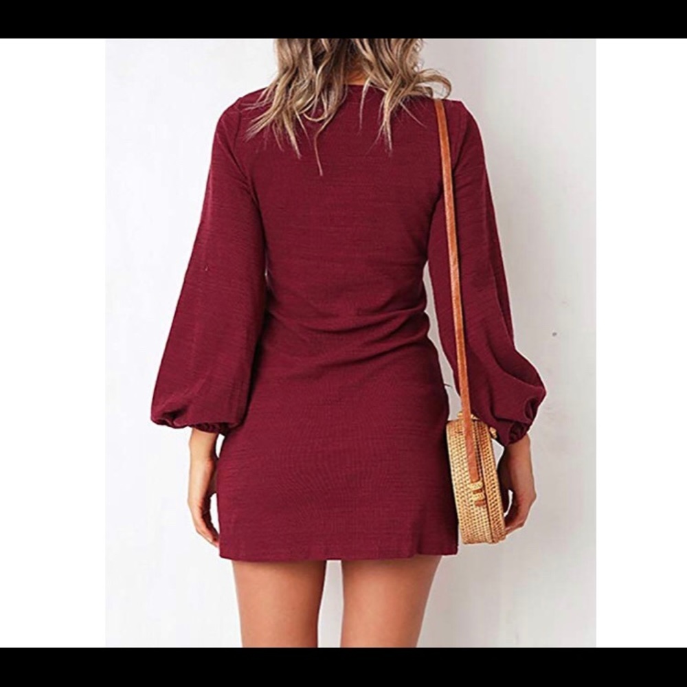 🆕Crewneck Casual Dress Tie Front Dress - Picture 2 of 3